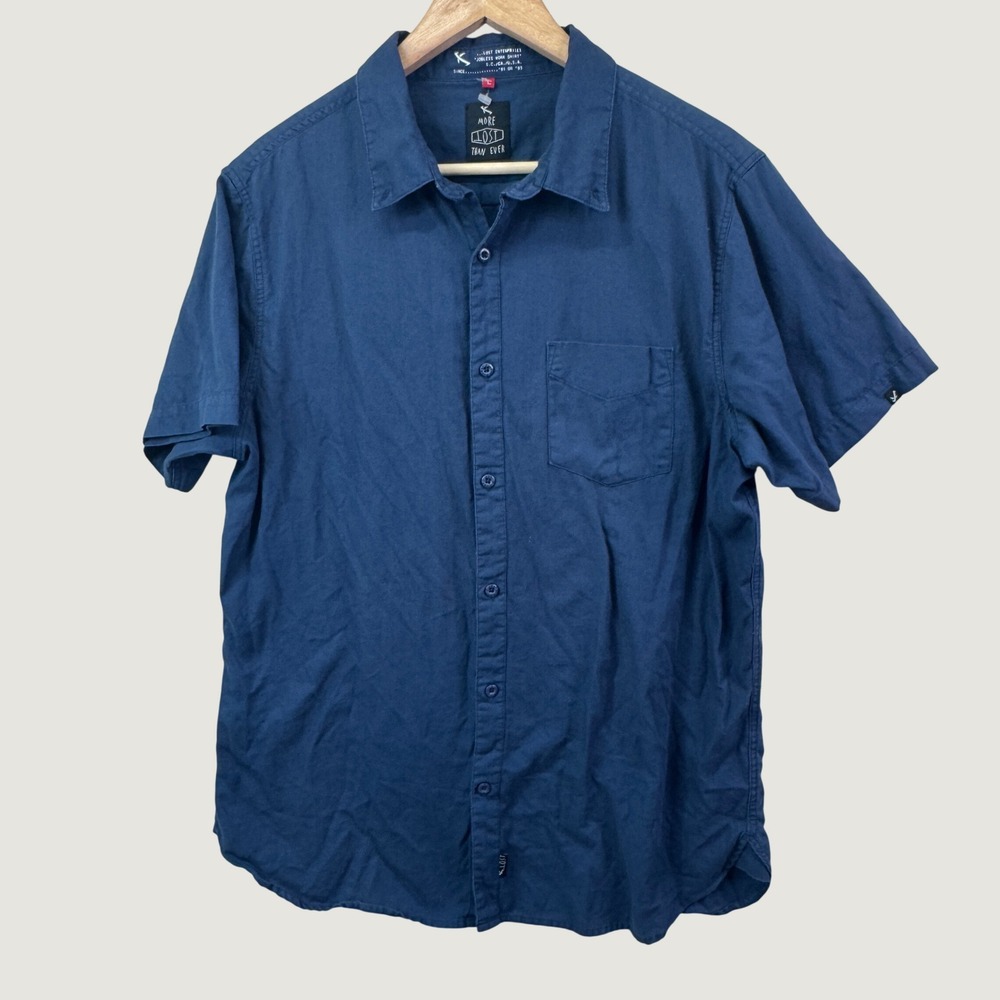 Lost Enterprises Jobless Work Shirt Mens Large Navy‎ Blue Surf Skate Streetwear